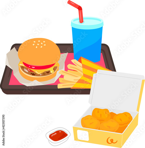 ハンバーガーショップのセットメニュー