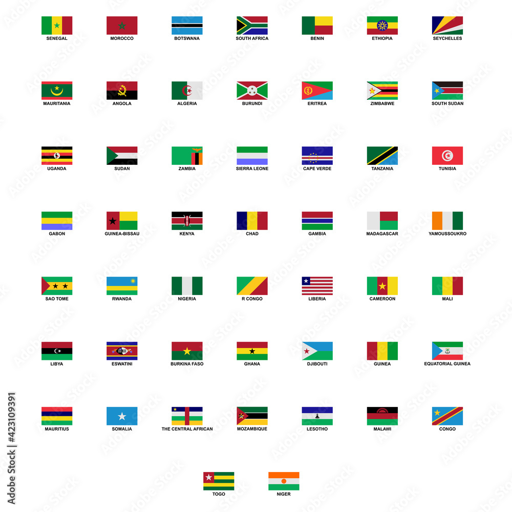 Obraz premium the flags of country in the africa of continent icon set vector sign symbol