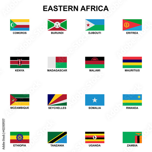 the flags of country in the eastern africa icon set vector sign symbol