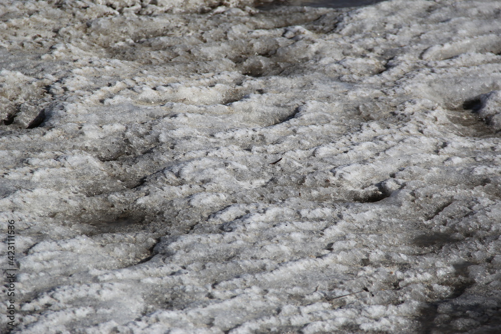 Naklejka premium ice and snow on the beach