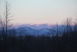 Sunrise over winter mountains
