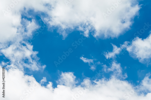 Clouds white on bright bluesky background and copy space