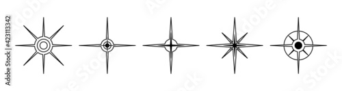 Black north sign vector set. Compass direction symbol.