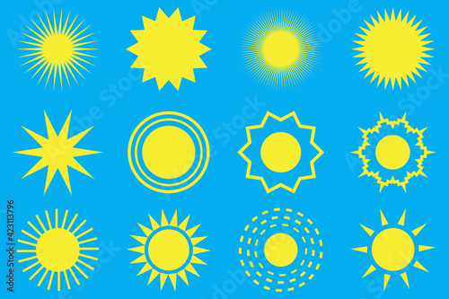 Set sun, great design for any purposes. Fire sign. Vector illustration hand drawn. Stock Image. EPS 10.
