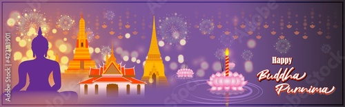 Indian Buddha Purnima festival on abstract background 