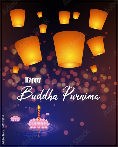 Indian Buddha Purnima festival on abstract background 
