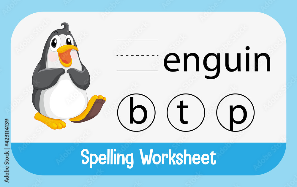 Obraz premium Find missing letter with penguin
