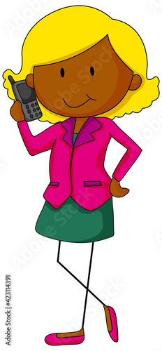 Working woman doodle cartoon character