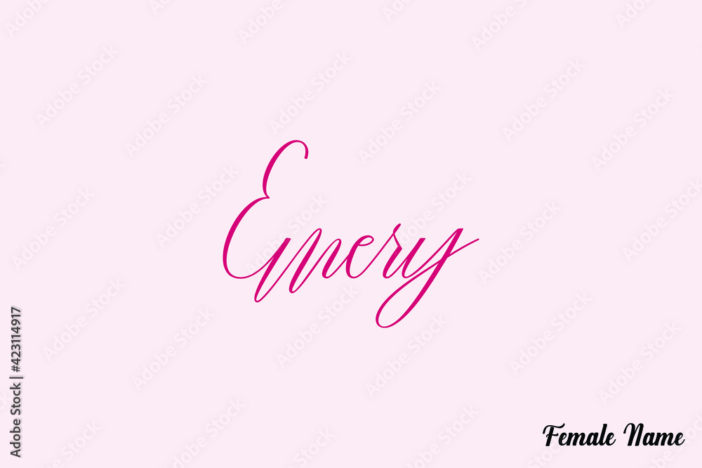 Emery-Female Name Typography Text On Pink Background Emery-Female Name Typography Text On Pink Background