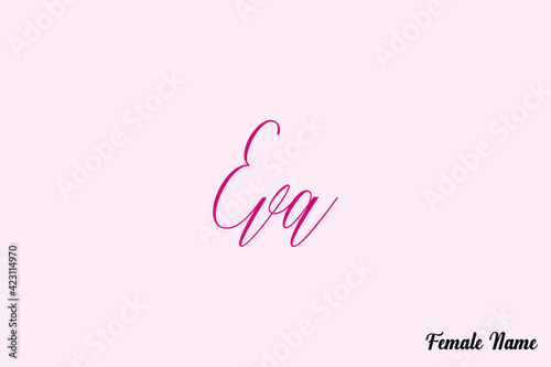 Eva-Female Name Typography Text On Pink Background