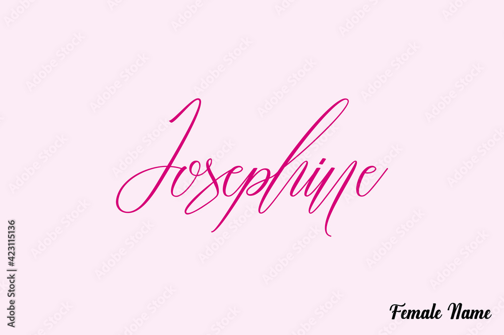Josephine-Female Name Calligraphy Dork Pink Color Text On Pink Background