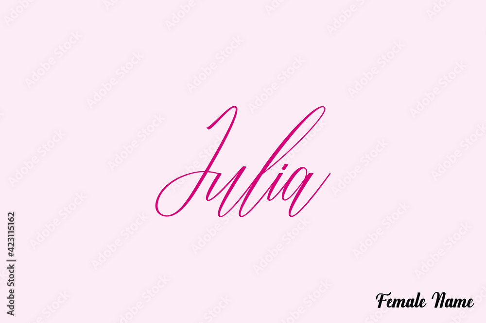 Julia-Female Name Calligraphy Dork Pink Color Text On Pink Background