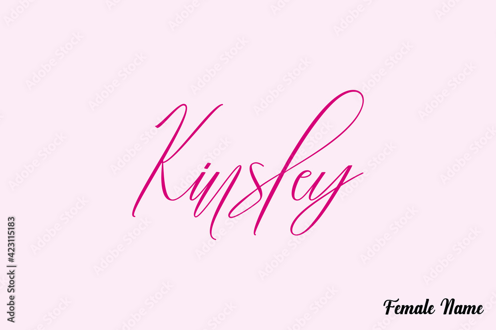  Kinsley-Female Name Calligraphy Dork Pink Color Text On Pink Background