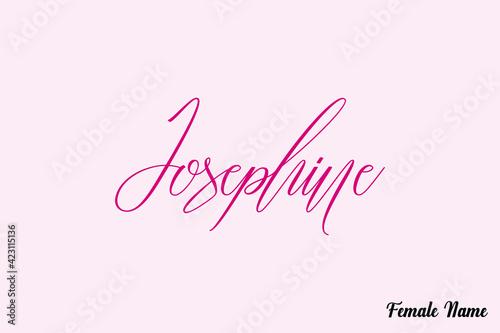 Josephine-Female Name Calligraphy Dork Pink Color Text On Pink Background