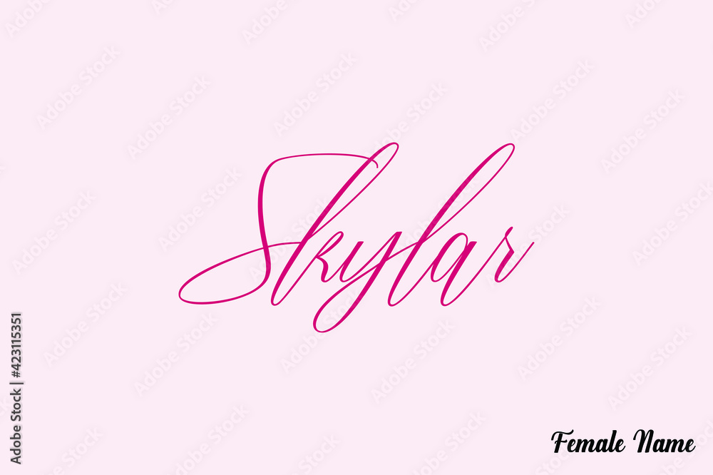 Skylar-Female Name Calligraphy Dork Pink Color Text On Pink Background
