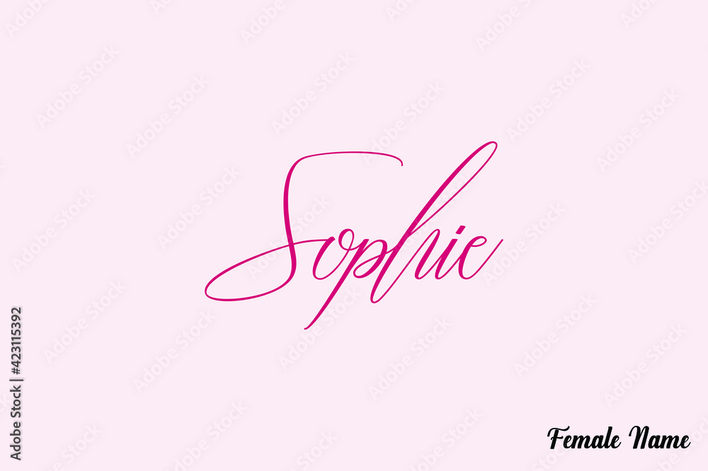 Sophie-Female Name Calligraphy Dork Pink Color Text On Pink Background  Stock-Vektorgrafik | Adobe Stock