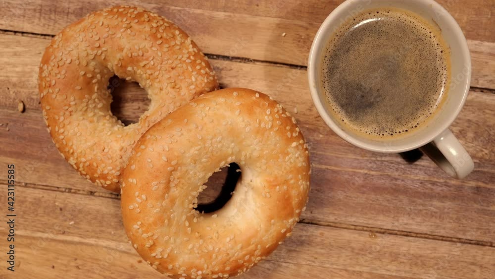 Freshly baked bagels for breakfast - food photography Freshly baked bagels for breakfast - food photography