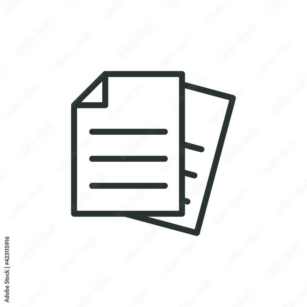Document line icon. Simple outline style. Note, information, paper, sheet, pictogram, contract, copy concept. Page file, list text vector illustration isolated for web design. EPS 10. Document line icon. Simple outline style. Note, information, paper, sheet, pictogram, contract, copy concept. Page file, list text vector illustration isolated for web design. EPS 10.