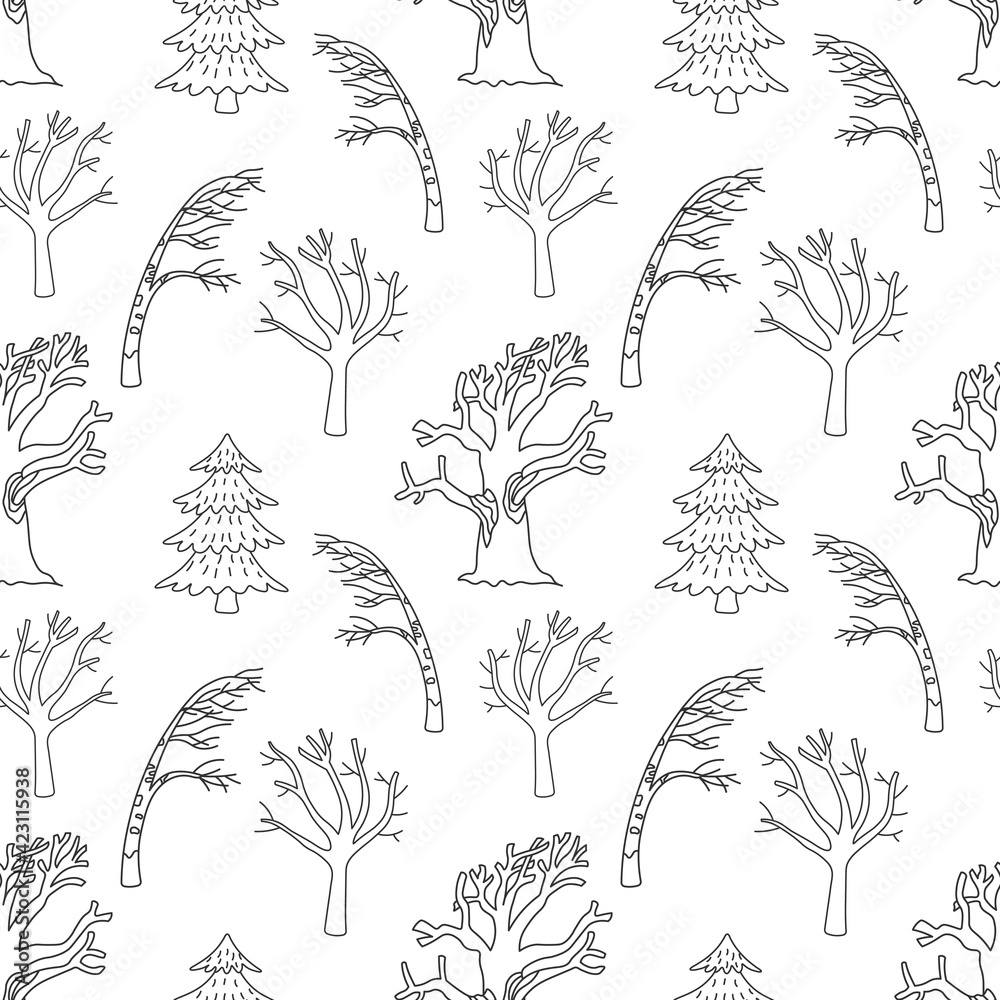 Forest trees seamless pattern
