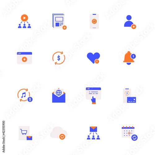 Internet social media icons. flat design style minimal vector illustration.