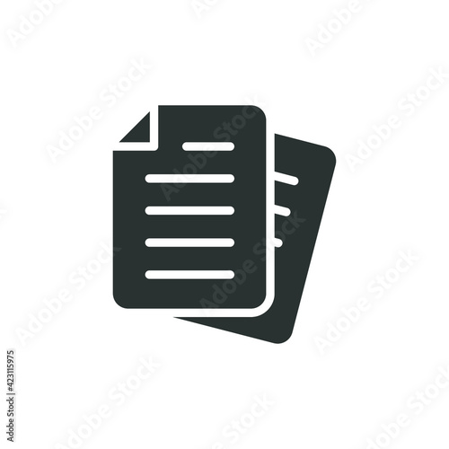 Document glyph icon. Simple solid style. Note, information, paper, sheet, pictogram, contract, copy concept. Page file, list text vector illustration isolated for web design. EPS 10.
