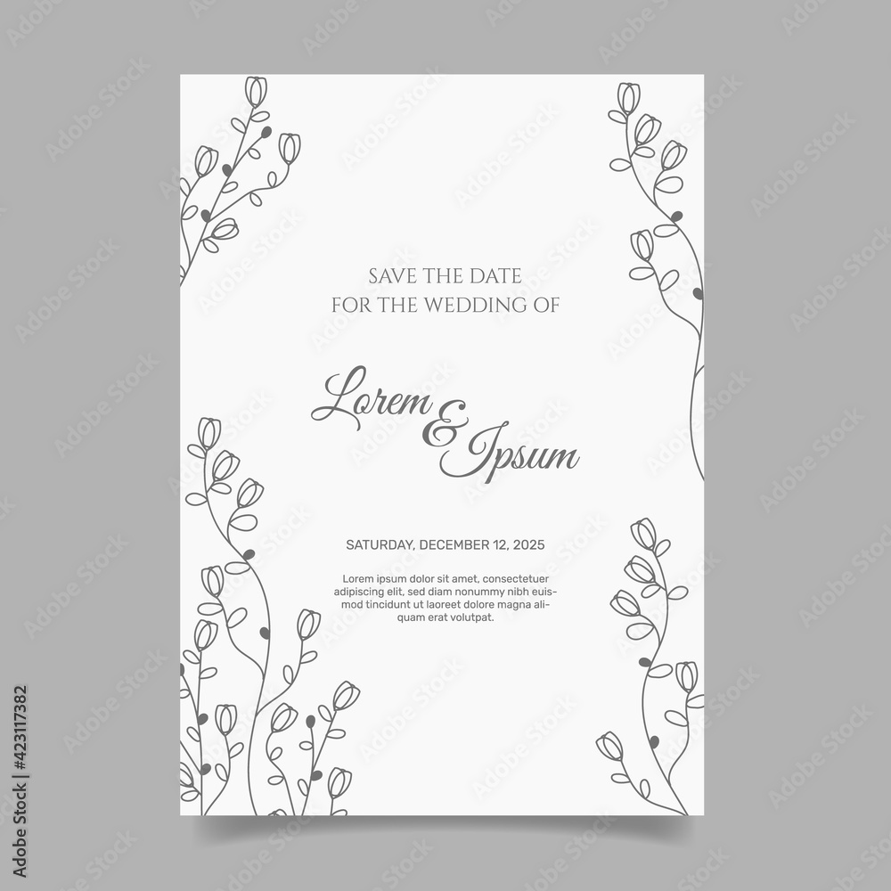 Hand drawn minimalist wedding invitation template. - Vector. Hand drawn minimalist wedding invitation template. - Vector.