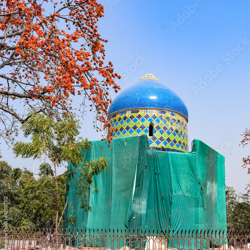 Inside view of architecture tomb inside Sunder Nursery in Delhi India, Sunder Nursery is World Heritage Site located near Humayun's Tomb in Delhi, Sunder Nursery inside view during morning time photo