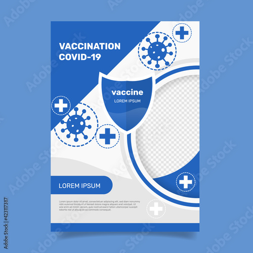 coronavirus vaccination vertical flyer template . - Vector.
