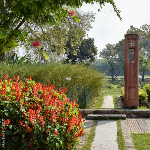 Inside view of architecture tomb inside Sunder Nursery in Delhi India, Sunder Nursery is World Heritage Site located near Humayun's Tomb in Delhi, Sunder Nursery inside view during morning time photo