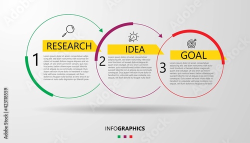 Business Infographic design template Vector with icons and 3 options or steps. Can be used for process diagram, presentations, workflow layout, banner, flow chart, info graph
