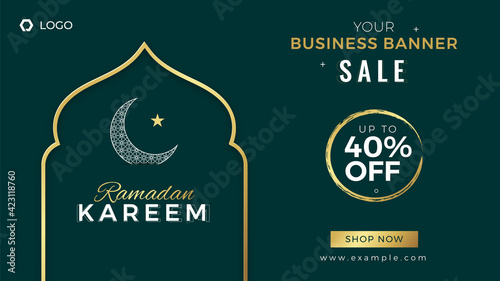 Ramadan web banner template promotion design for business or company for web landing page, web ad, presentation, social, poster, print media.