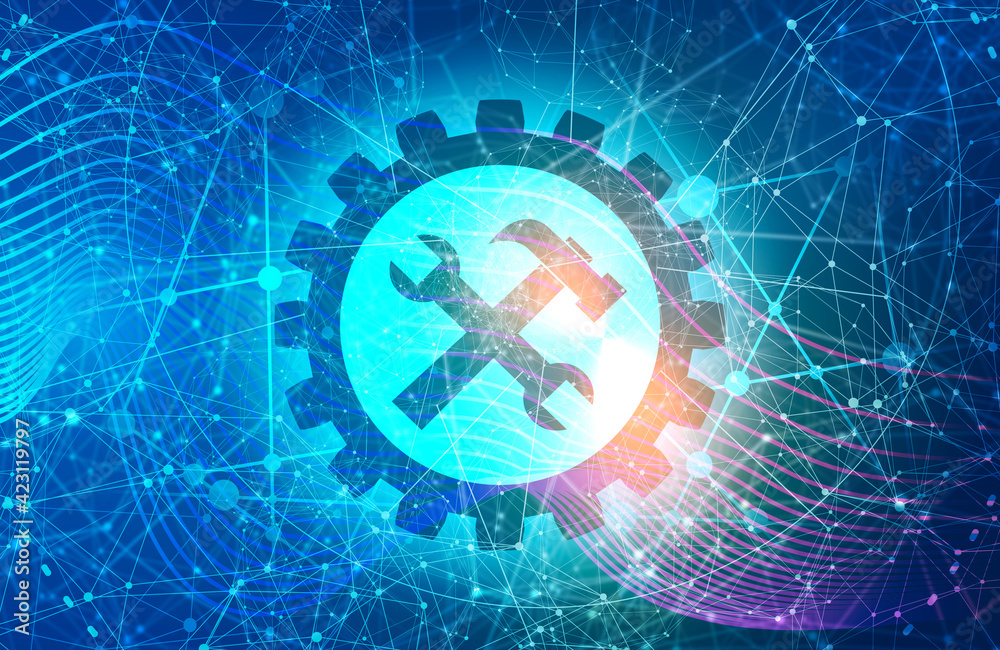 Obraz premium Molecule and communication background.. Lines with dots connected backdrop