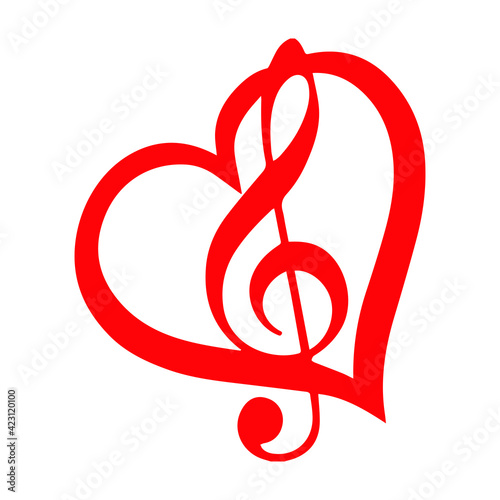 treble clef heart vector
