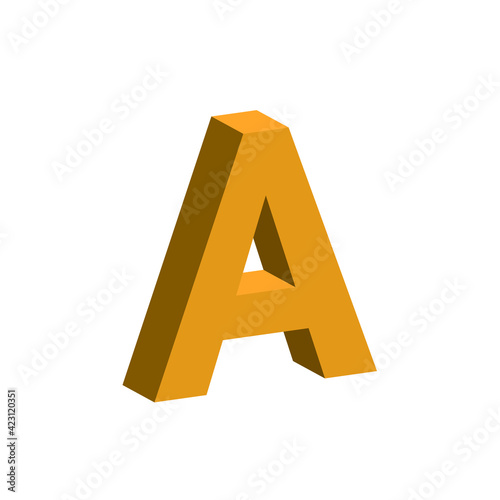 3D Text of Orange alphabet. Big letter . Isolated on white background. clip art illustration vector