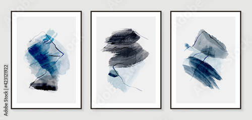 Dark Gold Abstract art background vector. Modern Nature shape line art wallpaper.  Minimalist hand painted illustrations with watercolor stain texture for home deco, wall art.