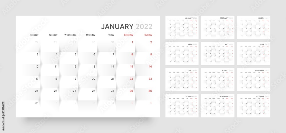 Monthly calendar for 2022 year. Week Starts on Monday. Monthly calendar for 2022 year. Week Starts on Monday.
