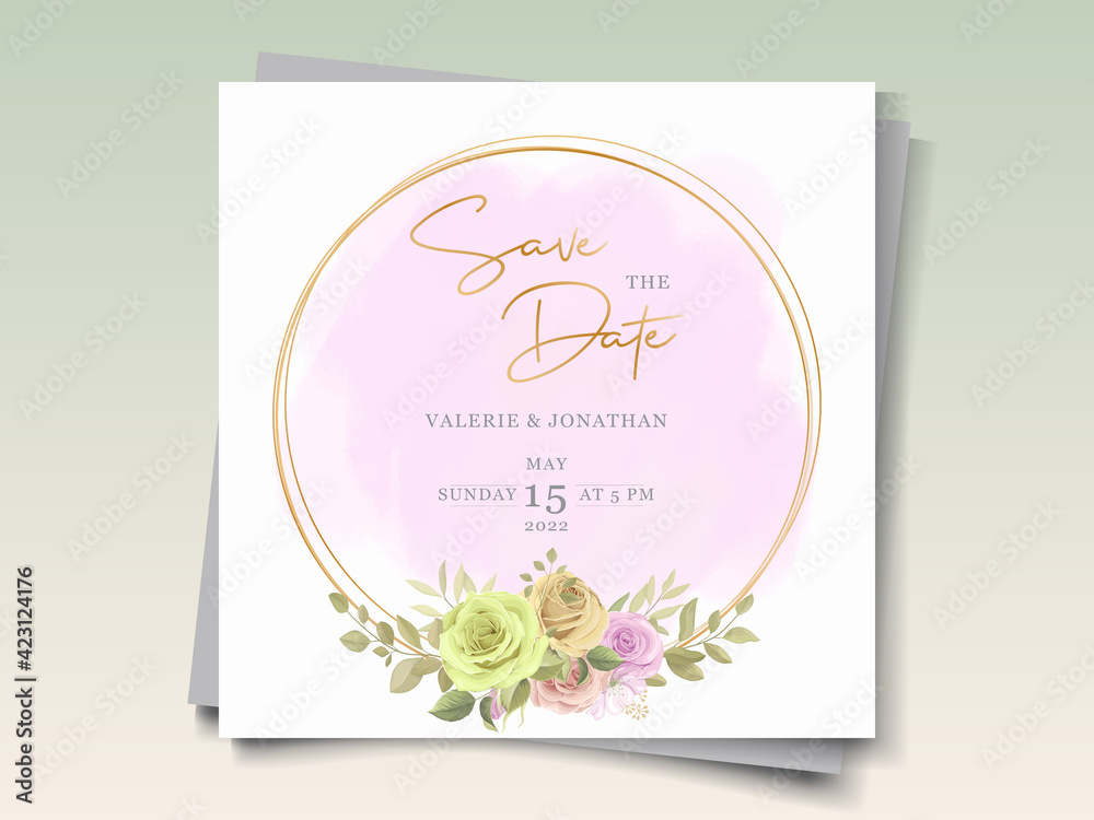 Wedding card template with floral theme