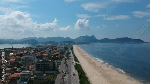 Aerial view of Piratininga beach in Niterói, Rio de Janeiro. Sunny day. Drone take photo