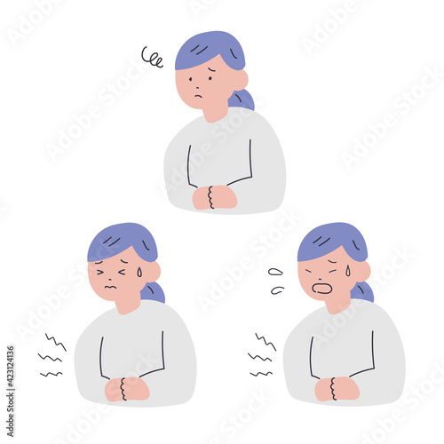 腹痛の女性のイラスト