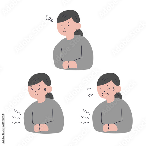 腹痛の女性のイラスト