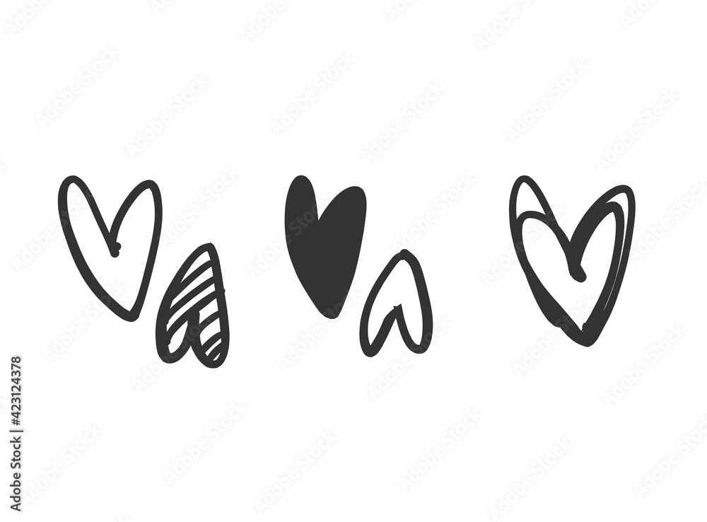 Heart and love illustration line art for template with black and red color. Heart and love illustration line art for template with black and red color.