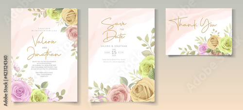 Wedding card template with floral theme