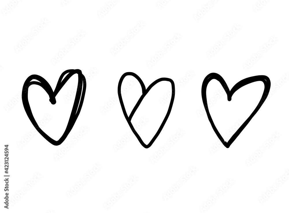 Heart and love illustration line art for template with black and red color.
