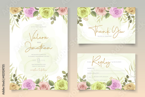 Wedding card template with floral theme