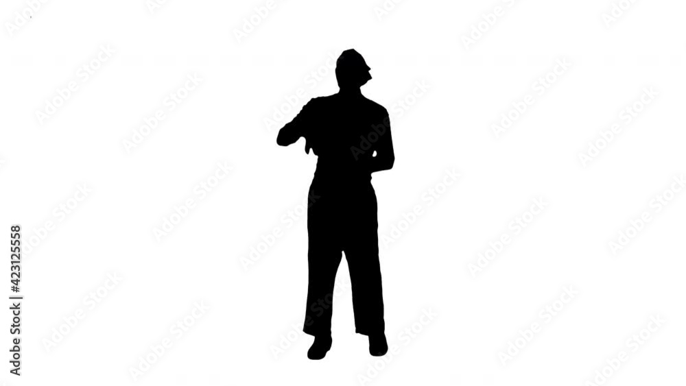 Silhouette Mime artist holding imaginary balloons and flying. Silhouette Mime artist holding imaginary balloons and flying.