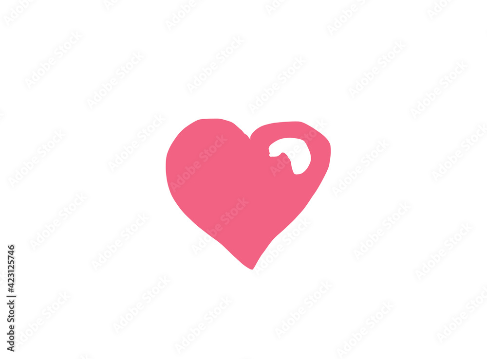 Basic RGB Heart illustration line art for template with black and red color.