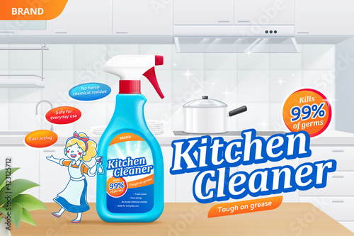 Kitchen cleaner spray ad