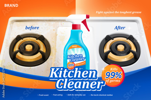 Kitchen cleaner ad template photo