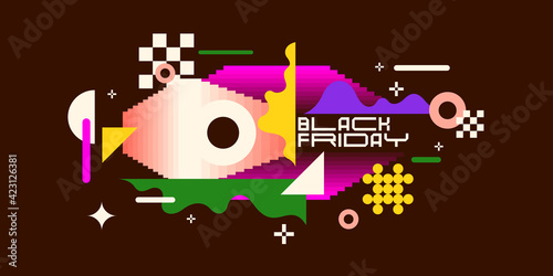 Black Friday banner. Modern background with abstract elements and dynamic shapes.