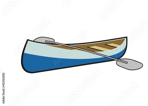 Canoe boat. Simple flat illustration with black outline.